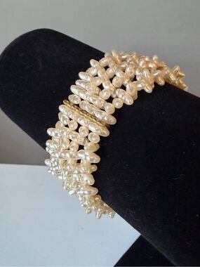 Pearl Bracelet Freshwater Pearls Vintage Jewelry Pearl Cluster Bracelet